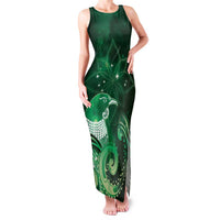 New Zealand Matariki Family Matching Tank Maxi Dress and Hawaiian Shirt Maori Tui Bird Green Galaxy DT05 Mom's Dress Green - Polynesian Pride