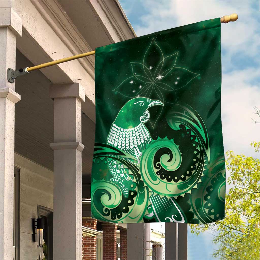 New Zealand Matariki Garden Flag Maori Tui Bird Green Galaxy