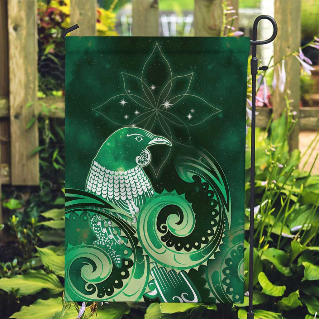 New Zealand Matariki Garden Flag Maori Tui Bird Green Galaxy