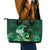 New Zealand Matariki Leather Tote Bag Maori Tui Bird Green Galaxy