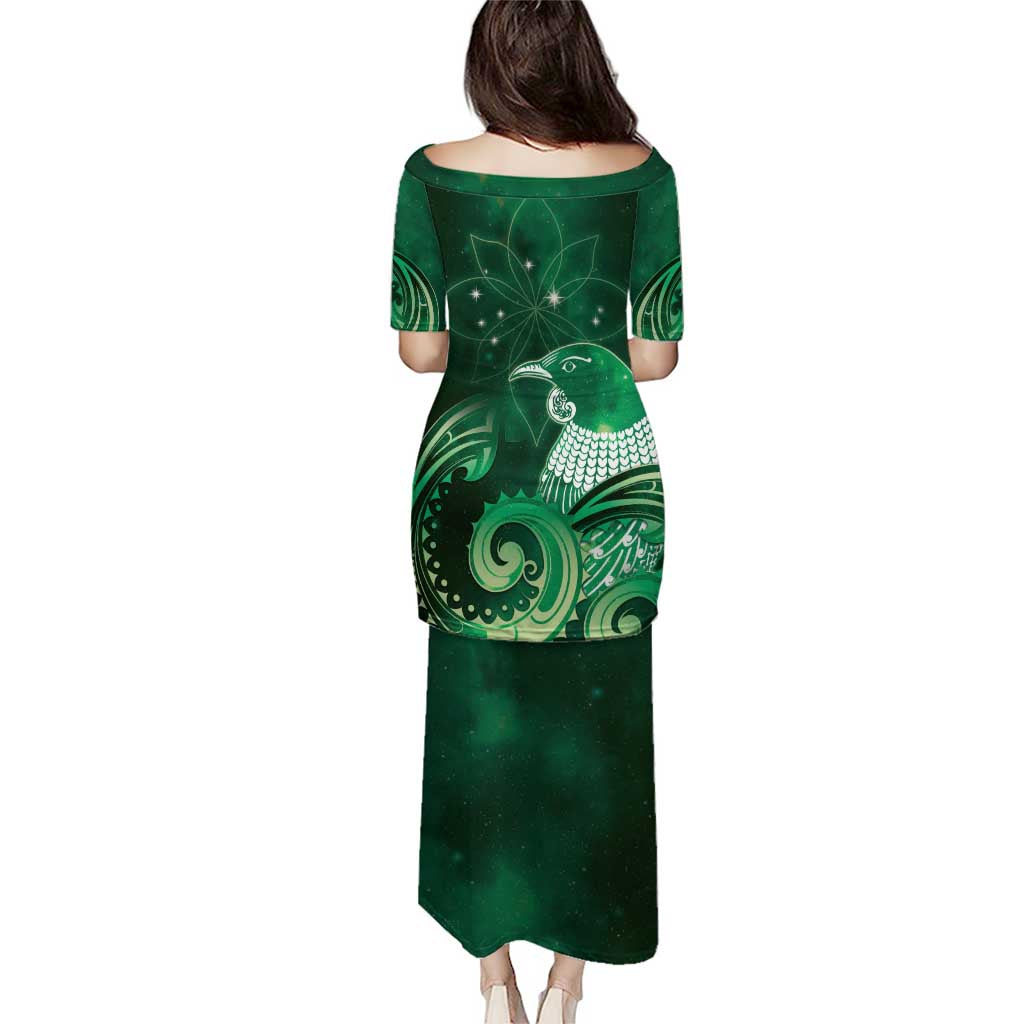 New Zealand Matariki Puletasi Maori Tui Bird Green Galaxy