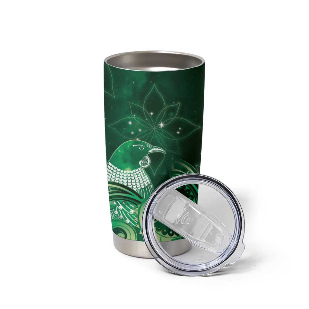 New Zealand Matariki Tumbler Cup Maori Tui Bird Green Galaxy