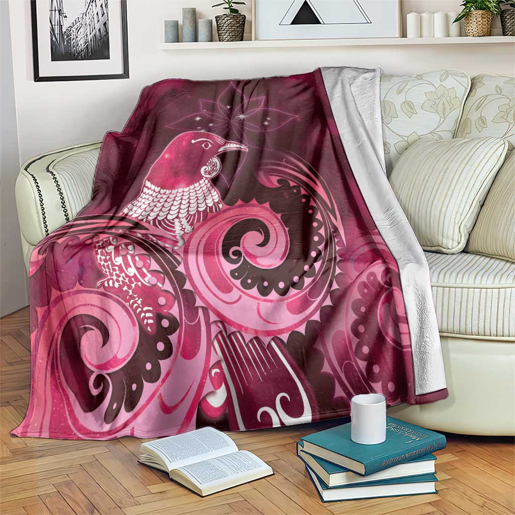 New Zealand Matariki Blanket Maori Tui Bird Magenta Galaxy