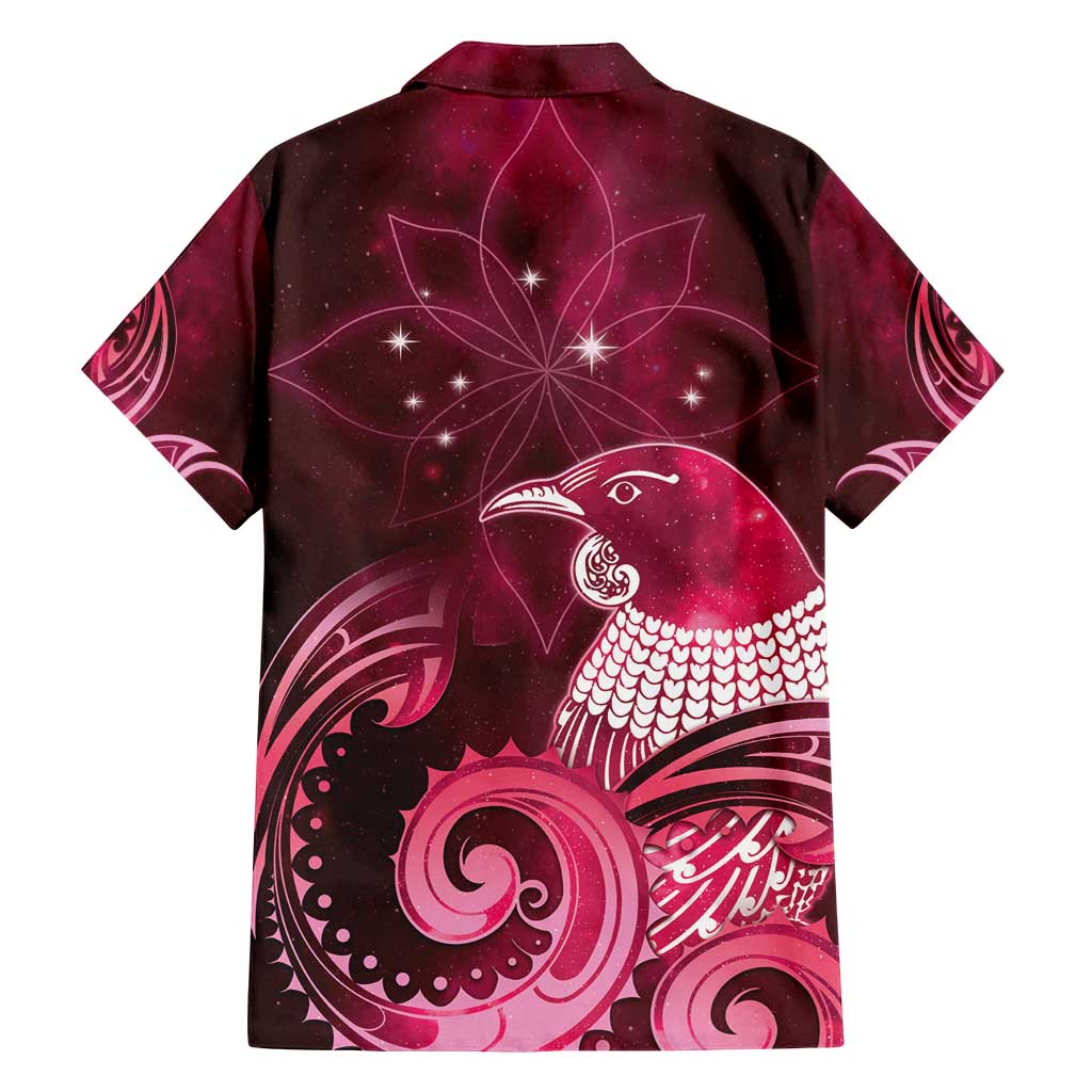 New Zealand Matariki Family Matching Long Sleeve Bodycon Dress and Hawaiian Shirt Maori Tui Bird Magenta Galaxy DT05 - Polynesian Pride