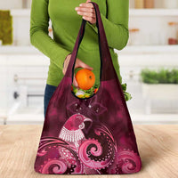 New Zealand Matariki Grocery Bag Maori Tui Bird Magenta Galaxy