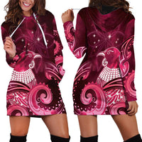 New Zealand Matariki Hoodie Dress Maori Tui Bird Magenta Galaxy DT05 - Polynesian Pride