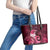 New Zealand Matariki Leather Tote Bag Maori Tui Bird Magenta Galaxy
