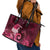 New Zealand Matariki Leather Tote Bag Maori Tui Bird Magenta Galaxy