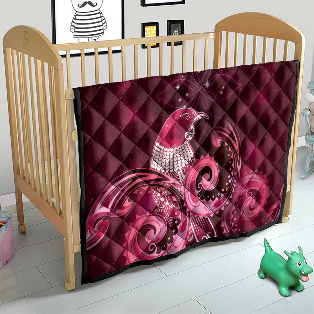 New Zealand Matariki Quilt Maori Tui Bird Magenta Galaxy
