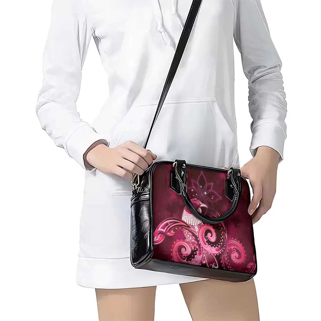 New Zealand Matariki Shoulder Handbag Maori Tui Bird Magenta Galaxy