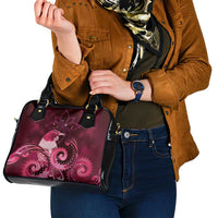 New Zealand Matariki Shoulder Handbag Maori Tui Bird Magenta Galaxy