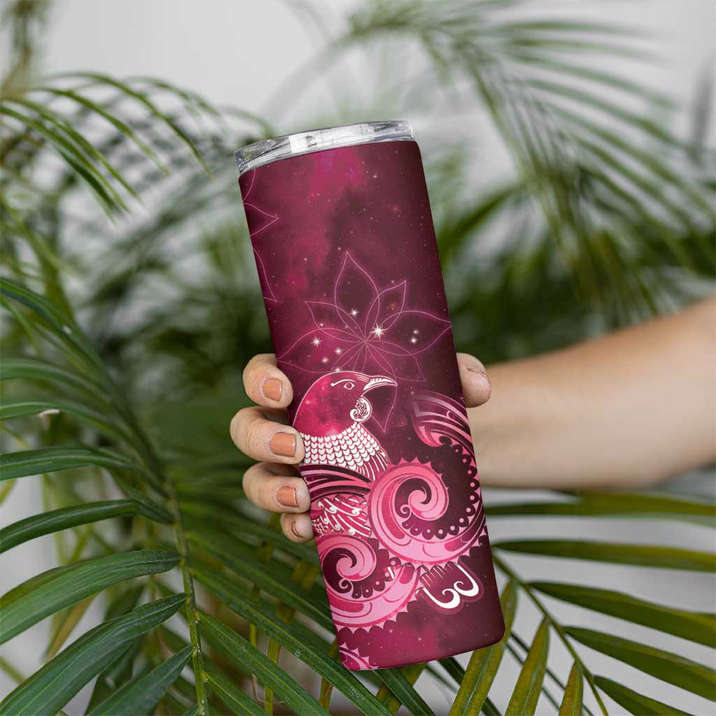 New Zealand Matariki Skinny Tumbler Maori Tui Bird Magenta Galaxy DT05 - Polynesian Pride