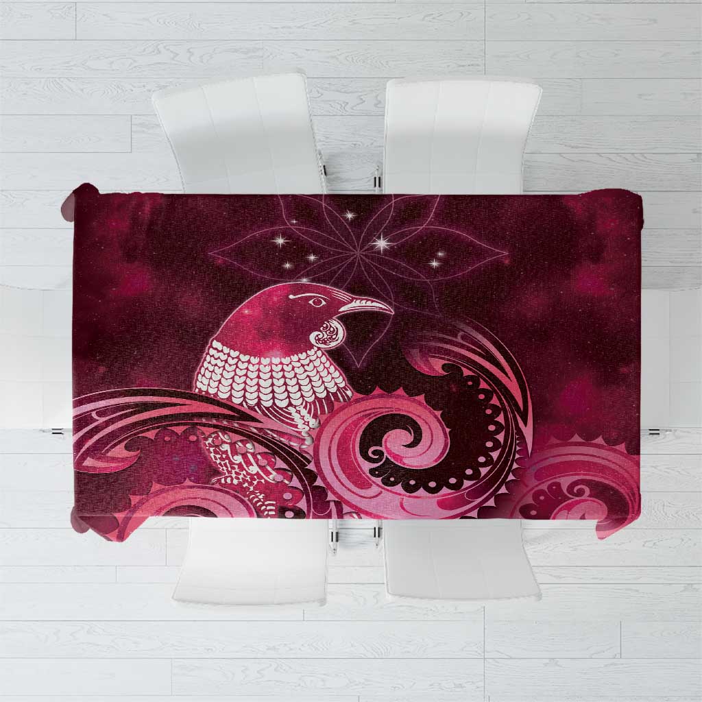 New Zealand Matariki Tablecloth Maori Tui Bird Magenta Galaxy