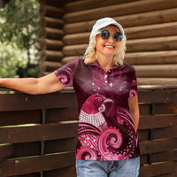 New Zealand Matariki Women Polo Shirt Maori Tui Bird Magenta Galaxy DT05 - Polynesian Pride