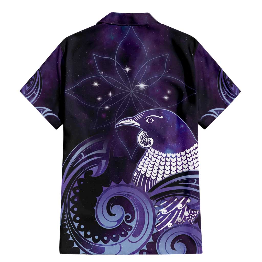 New Zealand Matariki Family Matching Mermaid Dress and Hawaiian Shirt Maori Tui Bird Purple Galaxy DT05 - Polynesian Pride