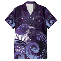 New Zealand Matariki Family Matching Short Sleeve Bodycon Dress and Hawaiian Shirt Maori Tui Bird Purple Galaxy DT05 Dad's Shirt - Short Sleeve Purple - Polynesian Pride