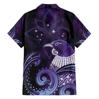 New Zealand Matariki Family Matching Short Sleeve Bodycon Dress and Hawaiian Shirt Maori Tui Bird Purple Galaxy DT05 - Polynesian Pride