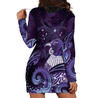 New Zealand Matariki Hoodie Dress Maori Tui Bird Purple Galaxy DT05 - Polynesian Pride
