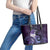 New Zealand Matariki Leather Tote Bag Maori Tui Bird Purple Galaxy