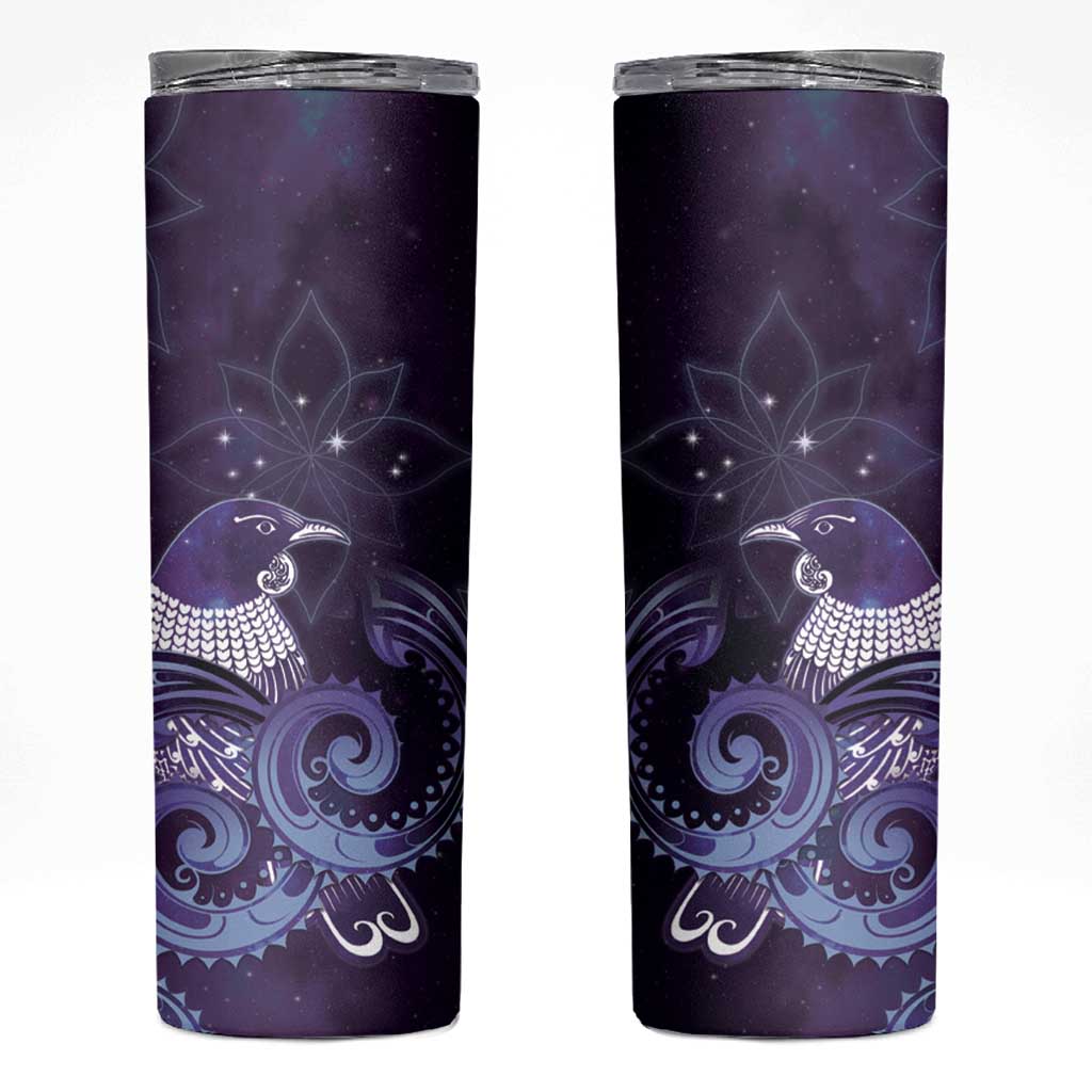 New Zealand Matariki Skinny Tumbler Maori Tui Bird Purple Galaxy DT05 Purple - Polynesian Pride