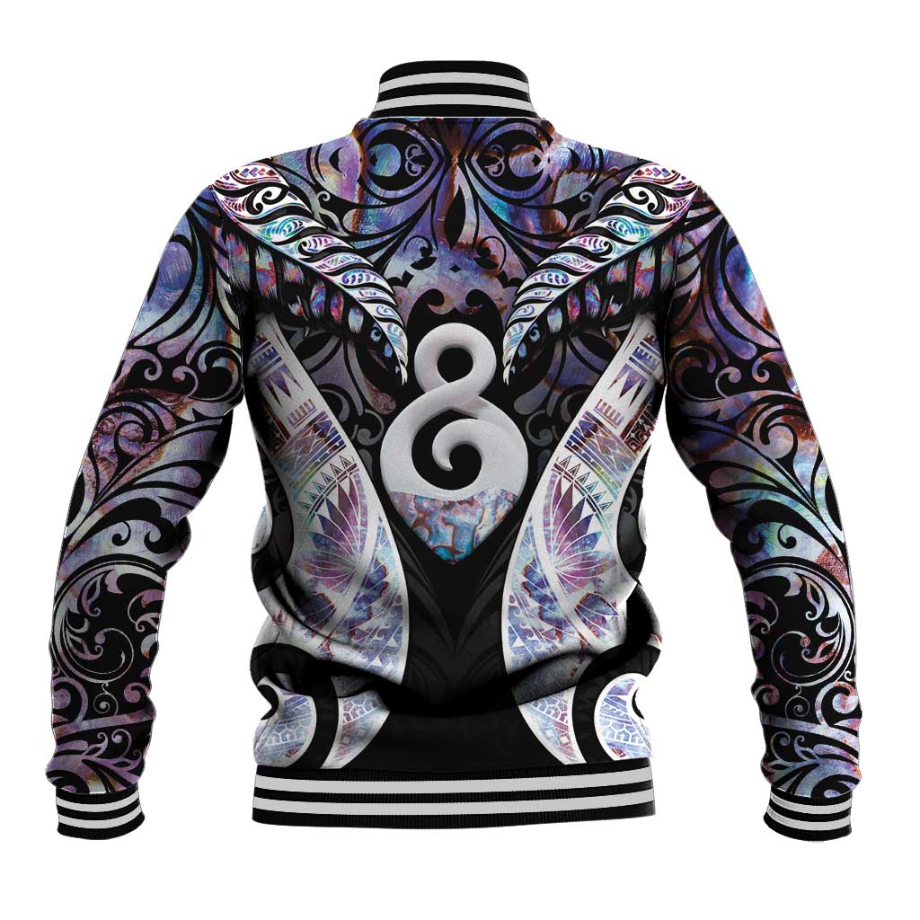 New Zealand Aotearoa Baseball Jacket Pikorua Single Twist Pink Paua Shell