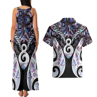 New Zealand Aotearoa Couples Matching Tank Maxi Dress and Hawaiian Shirt Pikorua Single Twist Pink Paua Shell DT05 - Polynesian Pride