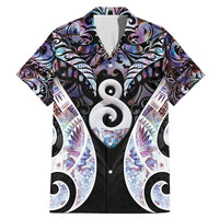 New Zealand Aotearoa Family Matching Mermaid Dress and Hawaiian Shirt Pikorua Single Twist Pink Paua Shell DT05 Dad's Shirt - Short Sleeve Pink - Polynesian Pride