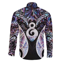 New Zealand Aotearoa Family Matching Off The Shoulder Long Sleeve Dress and Hawaiian Shirt Pikorua Single Twist Pink Paua Shell DT05 - Polynesian Pride