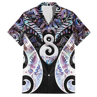New Zealand Aotearoa Family Matching Short Sleeve Bodycon Dress and Hawaiian Shirt Pikorua Single Twist Pink Paua Shell DT05 Dad's Shirt - Short Sleeve Pink - Polynesian Pride