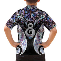 New Zealand Aotearoa Family Matching Summer Maxi Dress and Hawaiian Shirt Pikorua Single Twist Pink Paua Shell DT05 - Polynesian Pride