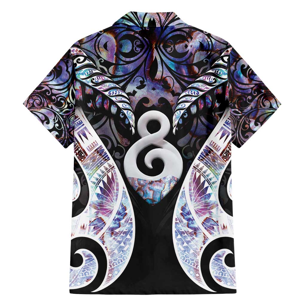 New Zealand Aotearoa Family Matching Tank Maxi Dress and Hawaiian Shirt Pikorua Single Twist Pink Paua Shell DT05 - Polynesian Pride