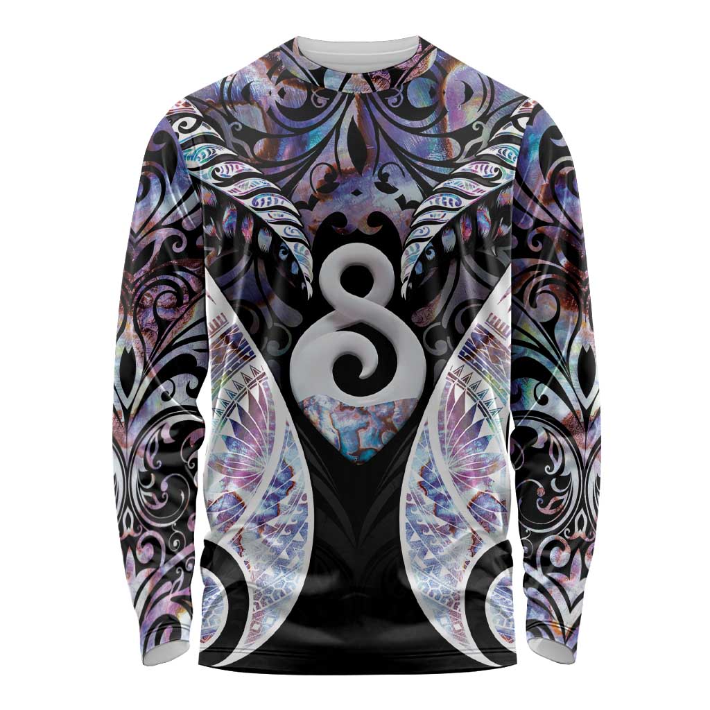 New Zealand Aotearoa Long Sleeve Shirt Pikorua Single Twist Pink Paua Shell DT05 Unisex Pink - Polynesian Pride