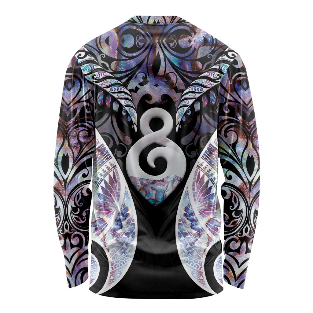 New Zealand Aotearoa Long Sleeve Shirt Pikorua Single Twist Pink Paua Shell