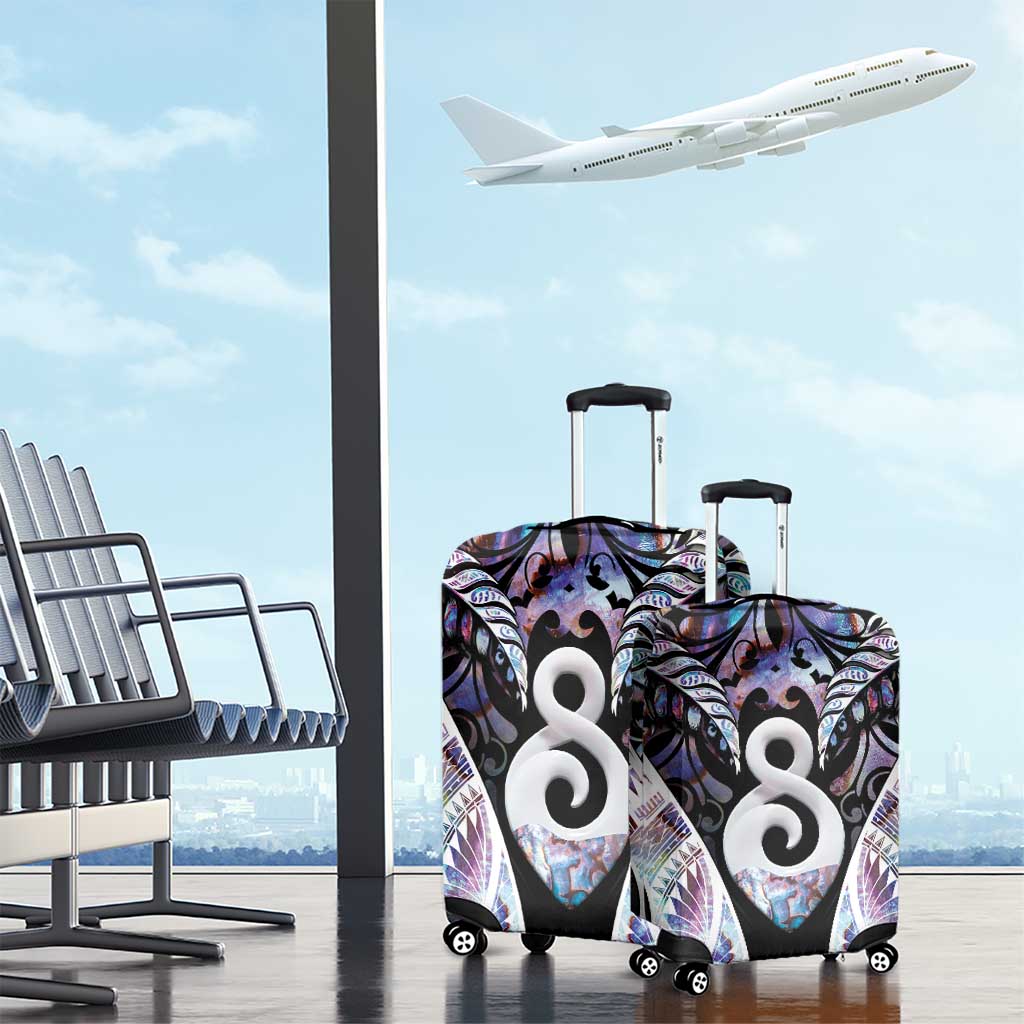 New Zealand Aotearoa Luggage Cover Pikorua Single Twist Pink Paua Shell
