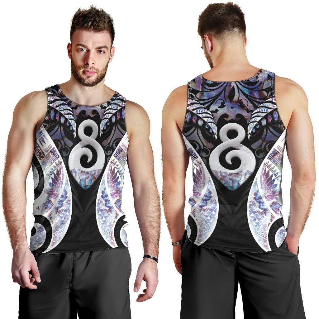 New Zealand Aotearoa Men Tank Top Pikorua Single Twist Pink Paua Shell