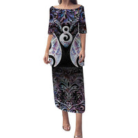 New Zealand Aotearoa Puletasi Pikorua Single Twist Pink Paua Shell DT05 Long Dress Pink - Polynesian Pride