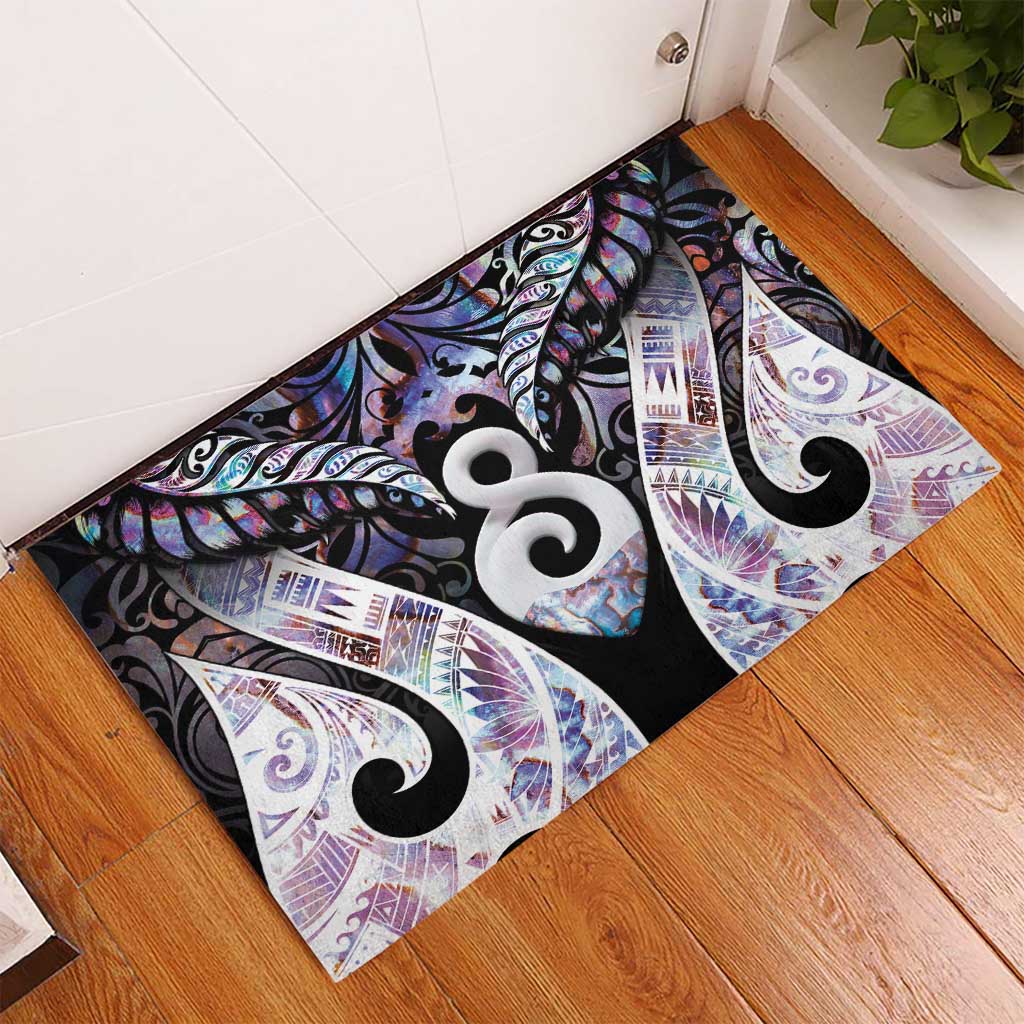 New Zealand Aotearoa Rubber Doormat Pikorua Single Twist Pink Paua Shell
