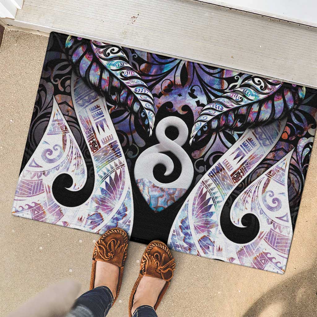 New Zealand Aotearoa Rubber Doormat Pikorua Single Twist Pink Paua Shell