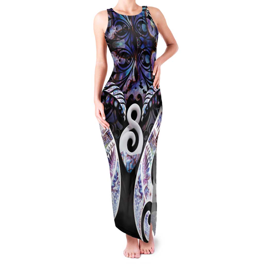 New Zealand Aotearoa Tank Maxi Dress Pikorua Single Twist Pink Paua Shell