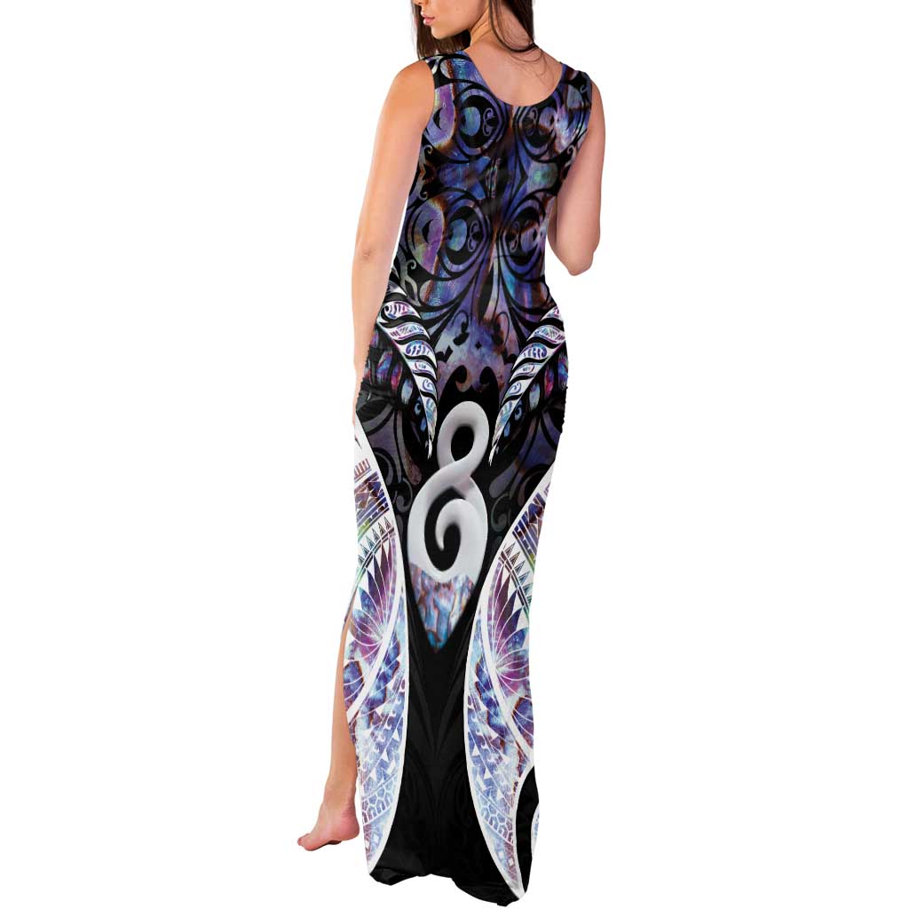 New Zealand Aotearoa Tank Maxi Dress Pikorua Single Twist Pink Paua Shell