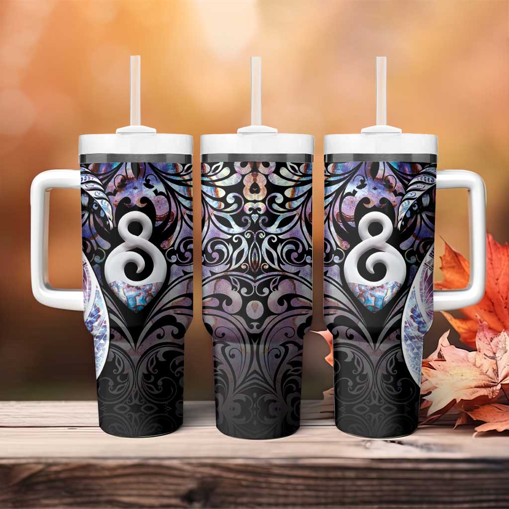 New Zealand Aotearoa Tumbler With Handle Pikorua Single Twist Pink Paua Shell