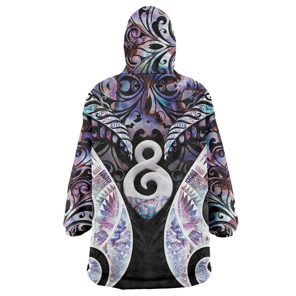New Zealand Aotearoa Wearable Blanket Hoodie Pikorua Single Twist Pink Paua Shell