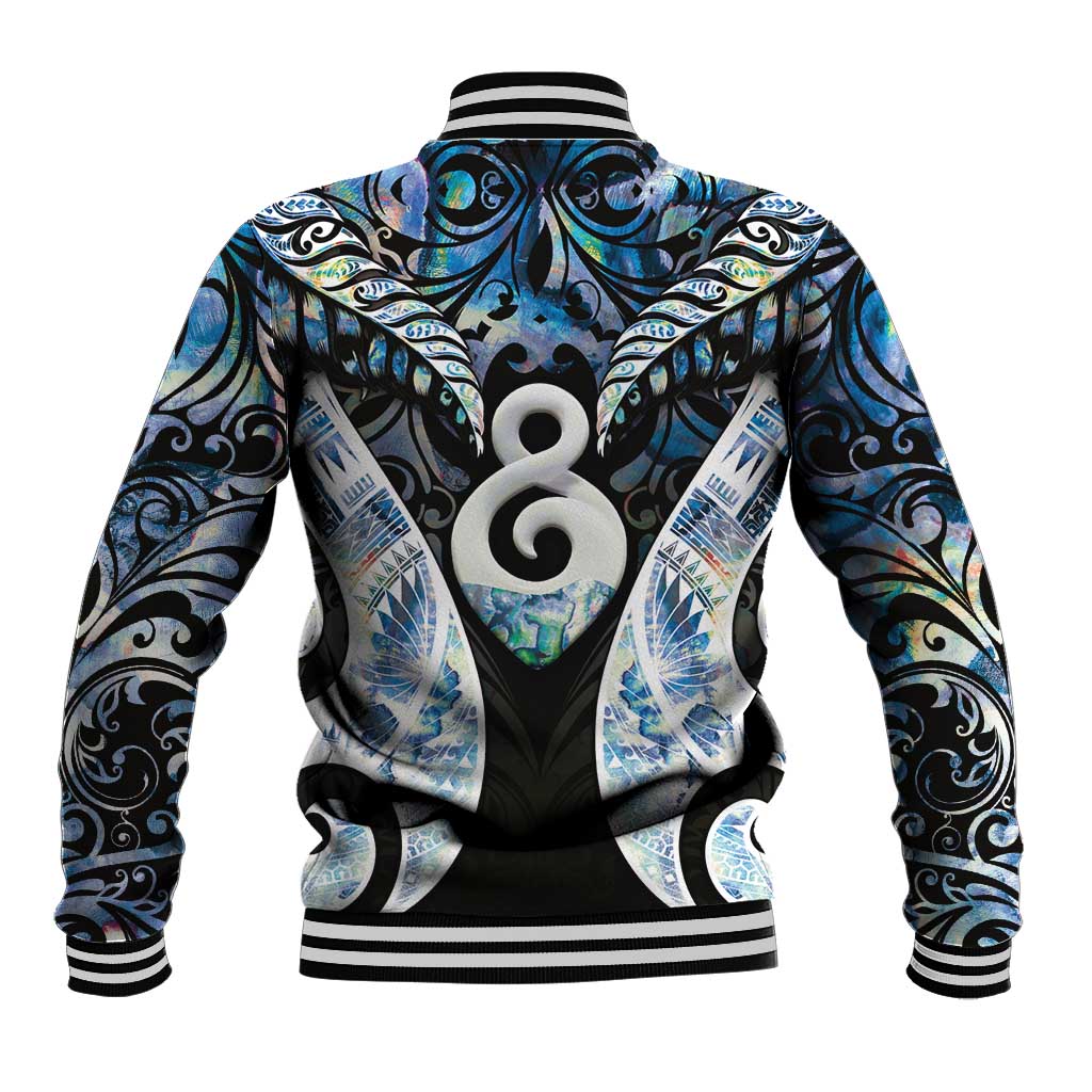 New Zealand Aotearoa Baseball Jacket Pikorua Single Twist Green Paua Shell