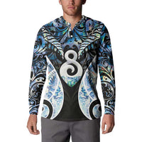 New Zealand Aotearoa Button Sweatshirt Pikorua Single Twist Green Paua Shell