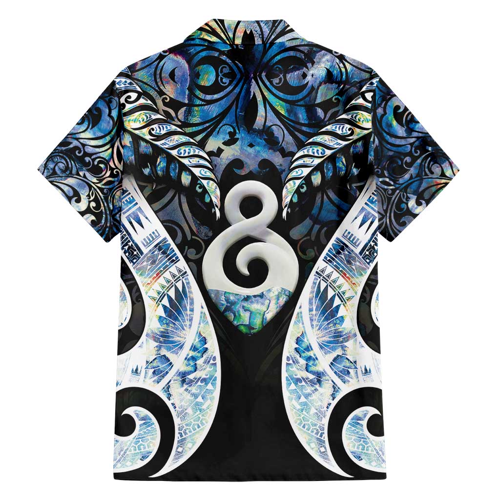 New Zealand Aotearoa Family Matching Long Sleeve Bodycon Dress and Hawaiian Shirt Pikorua Single Twist Green Paua Shell DT05 - Polynesian Pride