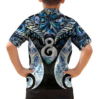 New Zealand Aotearoa Family Matching Off The Shoulder Long Sleeve Dress and Hawaiian Shirt Pikorua Single Twist Green Paua Shell DT05 - Polynesian Pride