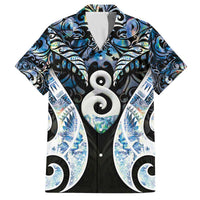 New Zealand Aotearoa Family Matching Off The Shoulder Long Sleeve Dress and Hawaiian Shirt Pikorua Single Twist Green Paua Shell DT05 Dad's Shirt - Short Sleeve Green - Polynesian Pride