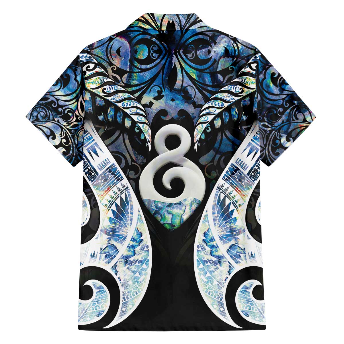 New Zealand Aotearoa Family Matching Off The Shoulder Long Sleeve Dress and Hawaiian Shirt Pikorua Single Twist Green Paua Shell DT05 - Polynesian Pride