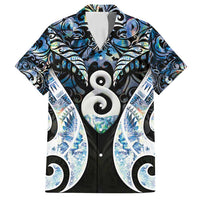 New Zealand Aotearoa Family Matching Tank Maxi Dress and Hawaiian Shirt Pikorua Single Twist Green Paua Shell DT05 Dad's Shirt - Short Sleeve Green - Polynesian Pride