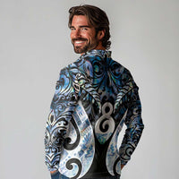 New Zealand Aotearoa Long Sleeve Polo Shirt Pikorua Single Twist Green Paua Shell